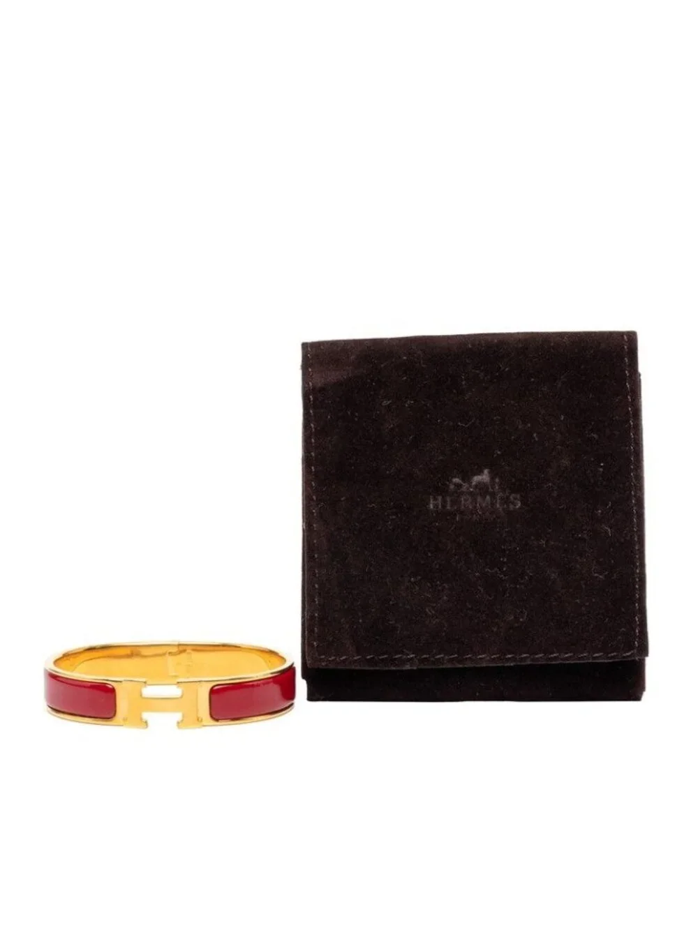 Hermes Click PM Enamel Bracelet Red Gold Plated